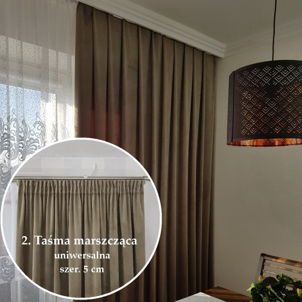 MAG 328 Gotowa zasłona zaciemniająca do salonu kol. wrzosowy szer. 140x240 cm