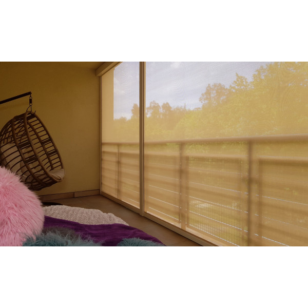 Roleta balkonowa Screen SK90 w kolorze kremowym z silnikiem elektrycznym w rozm. 460x260 cm