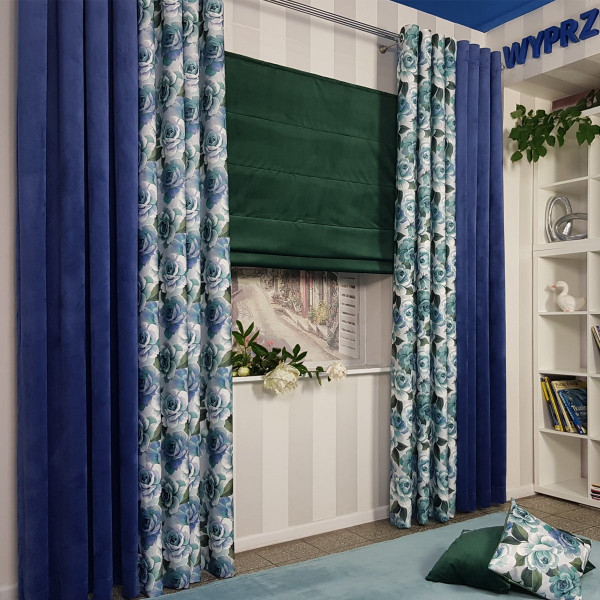 Komplet zasłon na przelotkach w kwiaty MAG 337 w rozm. 140x250 cm