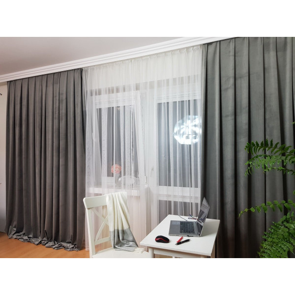 Zasłony welurowe szare szer. 140x270 cm MAG 328